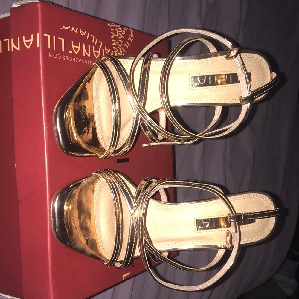 Rise Gold Strappy Heels